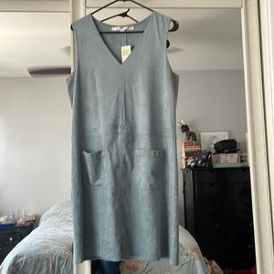 Max Studio Large Dusk Blue faux suede dress